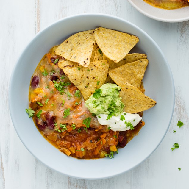 Mild Chilli Bean and Vegetable Nachos