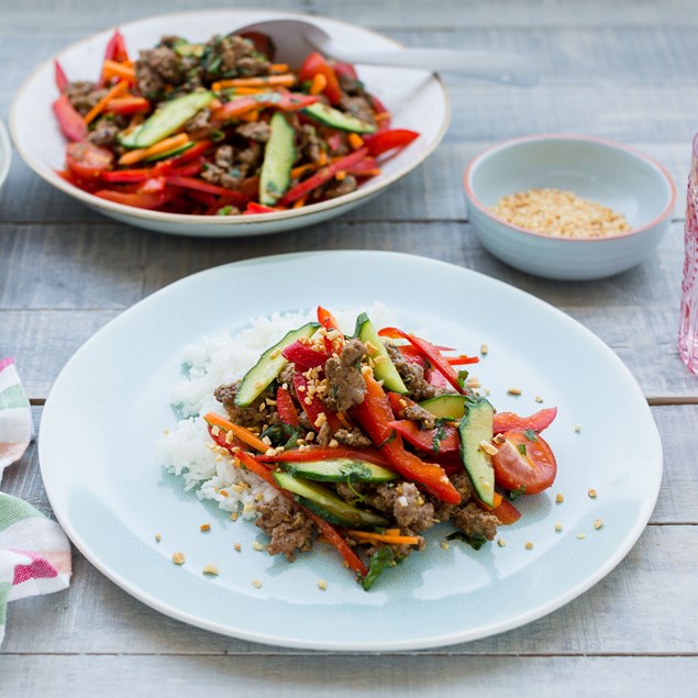 Thai Laab Gai Salad with Steamed Rice