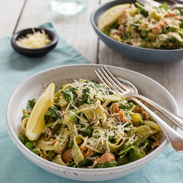 Creamy Chorizo, Fennel and Spinach Fettuccine