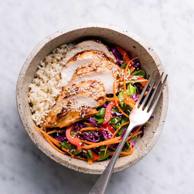 Teriyaki Chicken Bowl with Sesame Slaw and Nori