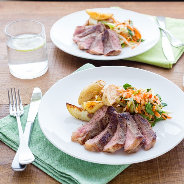 Miso-Rubbed Beef Sirloin with Asian Pear Salad and Wedges 