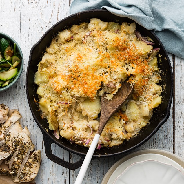 Herby Chicken with Potato and Cauliflower Gratin