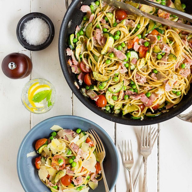 Bacon, Pea and Tomato Carbonara