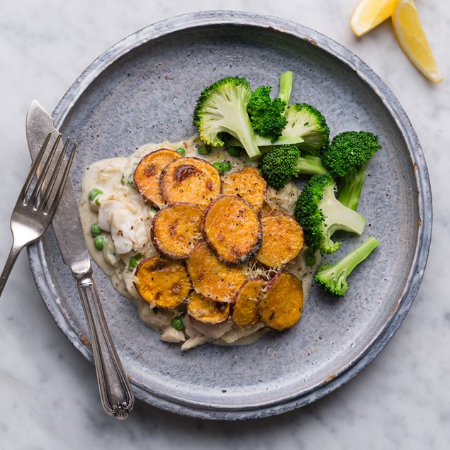 Fish Pie with Parmesan Kumara Topping