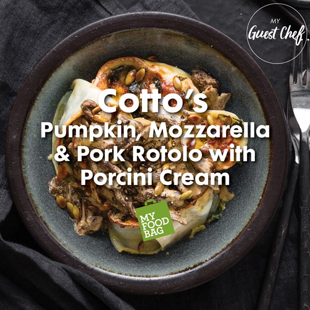 Cotto's Pumpkin, Mozzarella & Pork Rotolo with Porcini Cream