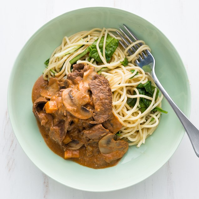 Beef Stroganoff with Spaghetti