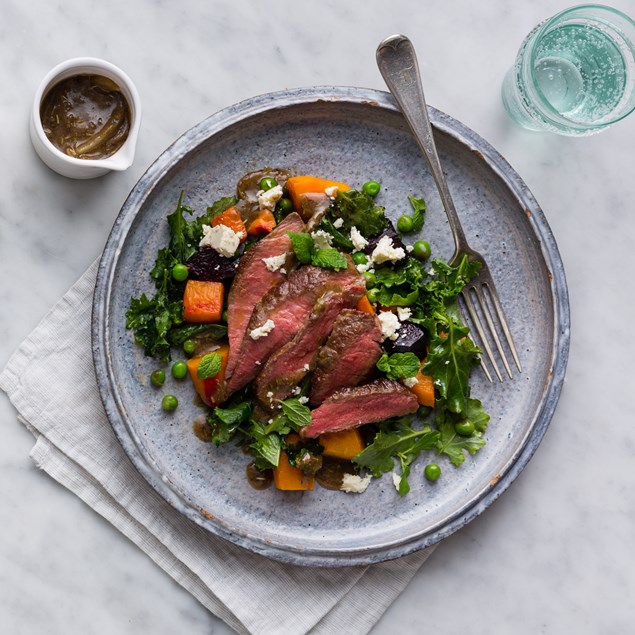 Lamb Rump Steaks with Roast Vegetables and Gravy