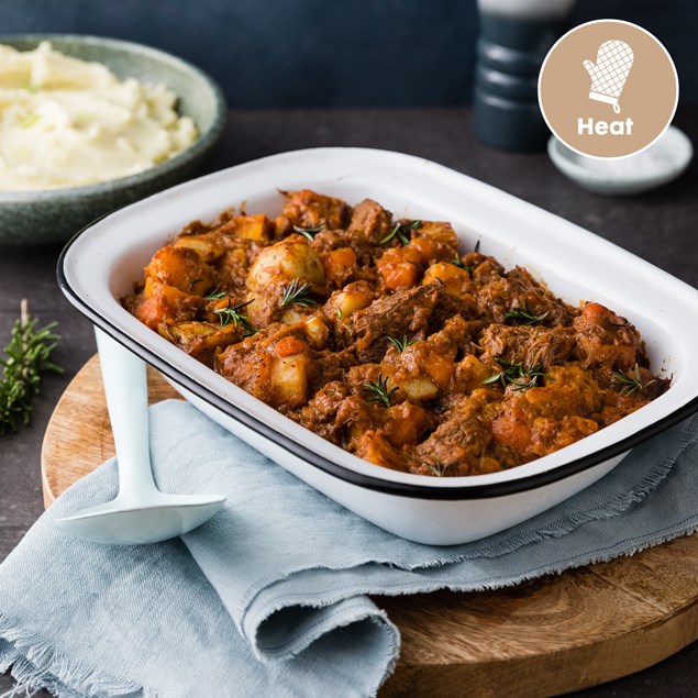 Braised Beef and Root Veggies with Potato Mash