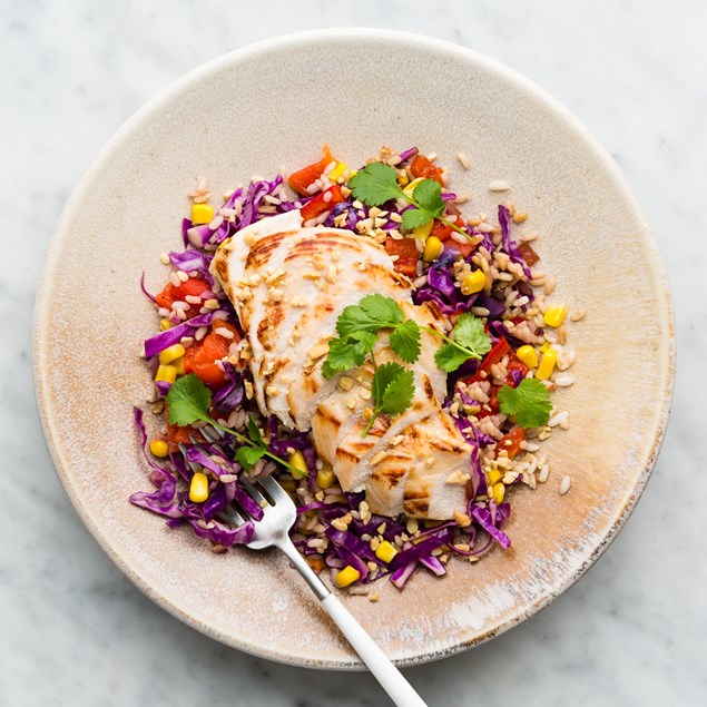 Gai Yang Chicken with Asian Rice and Lime Ponzu