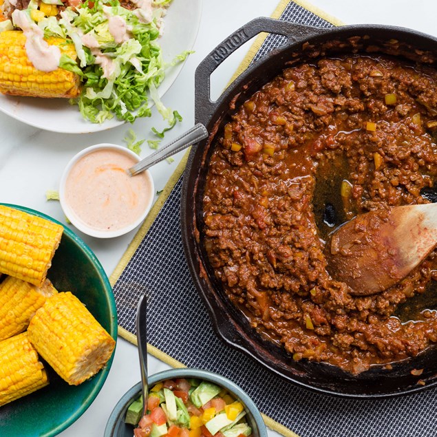 Mexican Beef with Chipotle Corn Cobs and Avocado Salsa