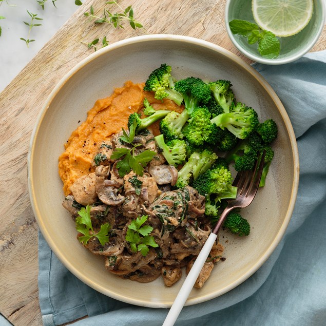 Creamy Mushroom Chicken with Kumara Mash