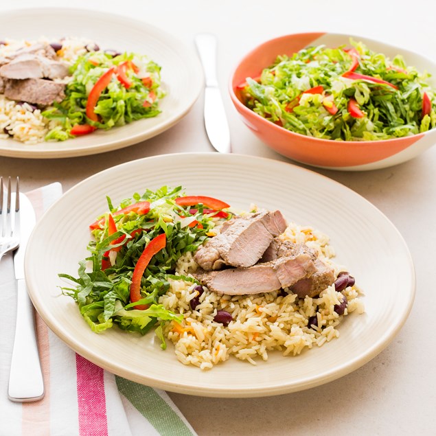 Jerk Pork with Jamaican Rice and Beans