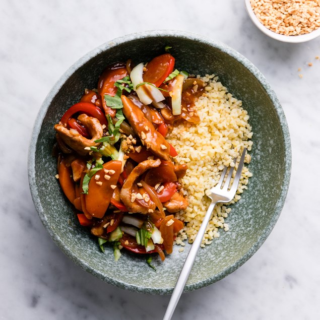 Huli Huli Pork with Bulgur and Peanuts