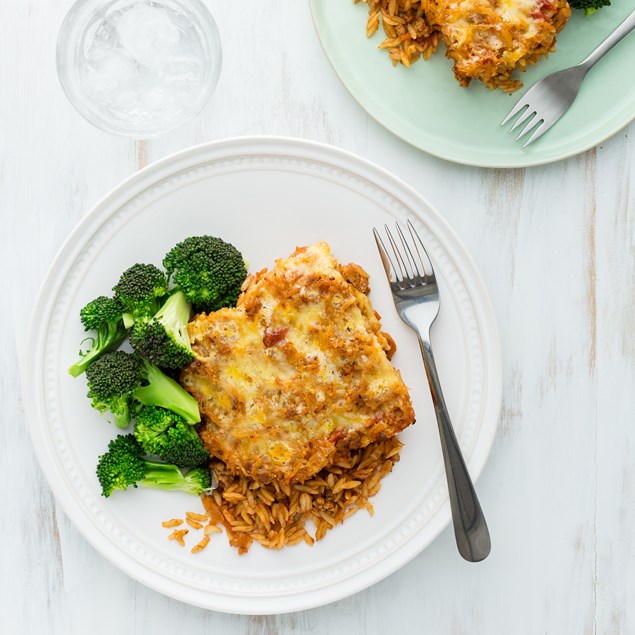 Pork Orzo Pasta Bake with Broccoli