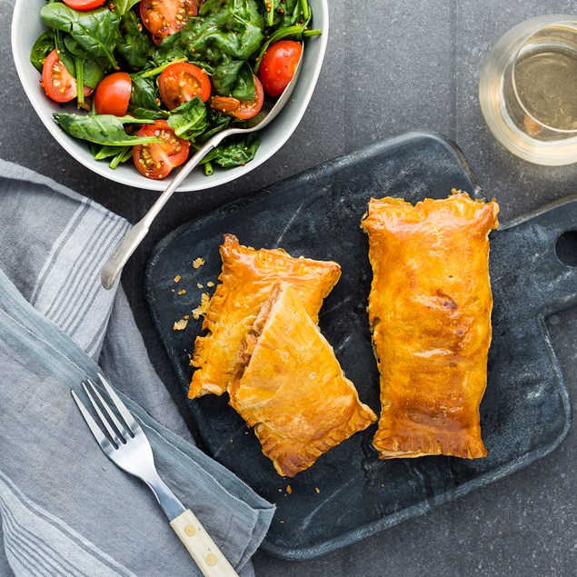 Pulled Pork Empanadas with Spinach Tomato Salad