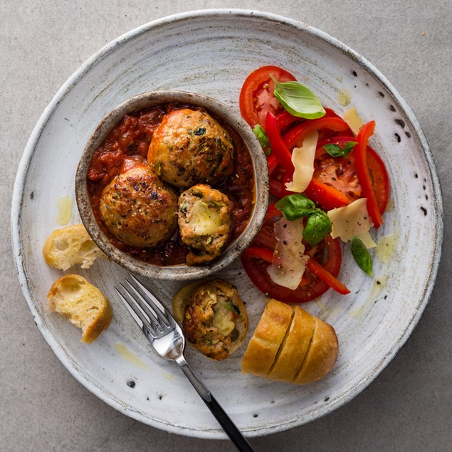 Italian Pork Meatballs with Crusty Garlic Bread