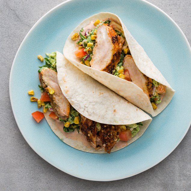 Smokin’ Mexican Chicken Taco with Corn and Avocado Salsa