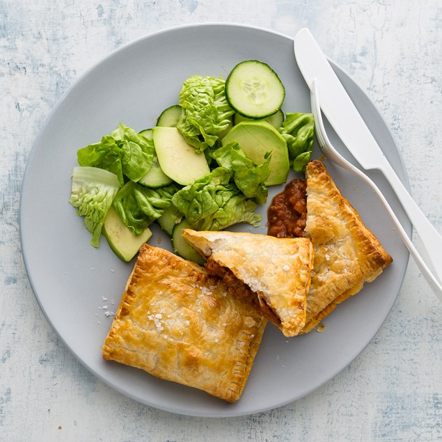 Beef Bolognese Turnovers with Avocado Salad