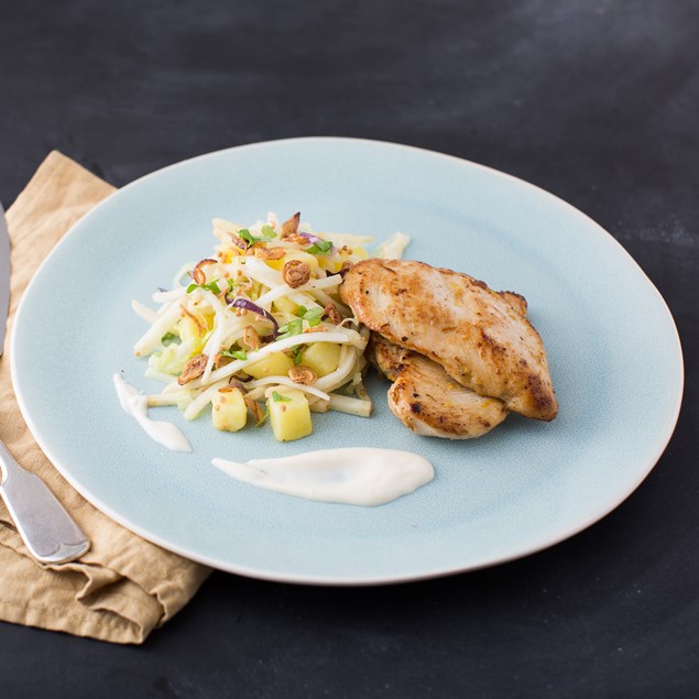 Citrus Chicken with Warm Celeriac Salad and Lemon Mayonnaise