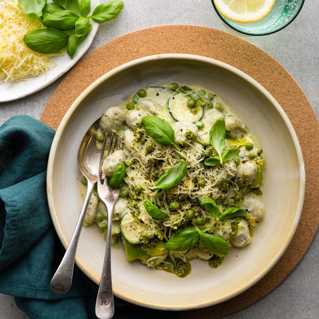 Autumnal Vegetable Gnocchi with Basil Pesto