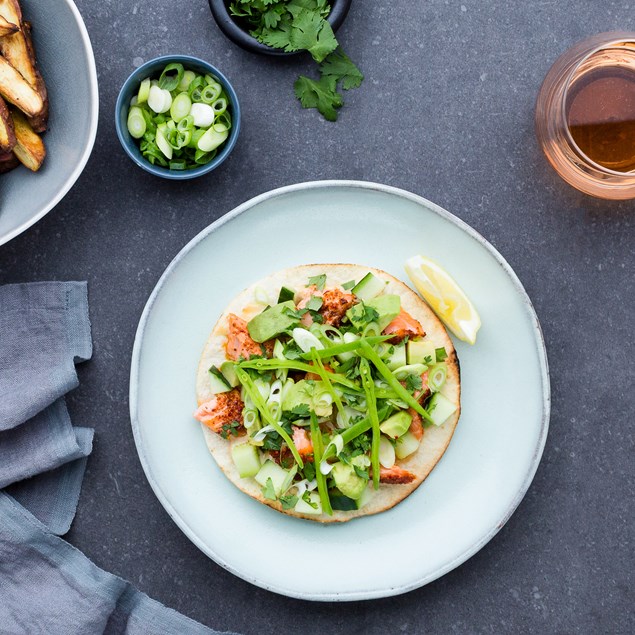 Salmon Tostadas with Kumara and Smoked Miso Aioli