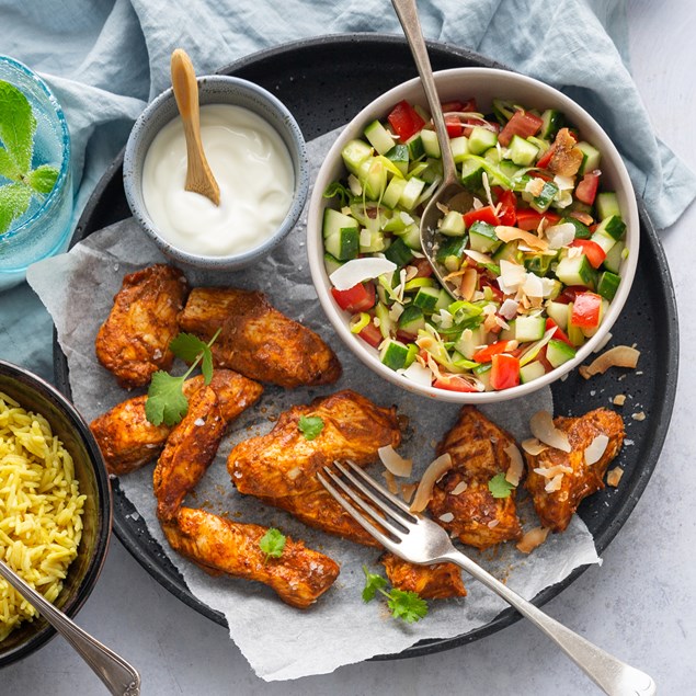 Tandoori Coconut Chicken with Cucumber Salsa & Pilau Rice