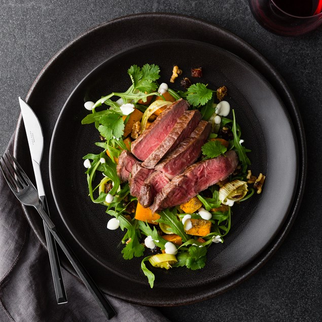 Taupo Beef Scotch with Chermoula Pumpkin, Dates and Feta Whip