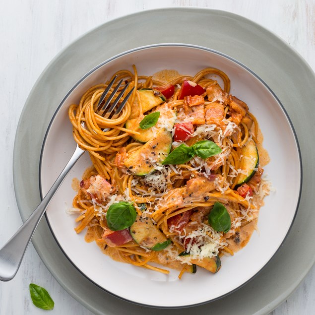 Bacon, Tomato & Courgette Carbonara