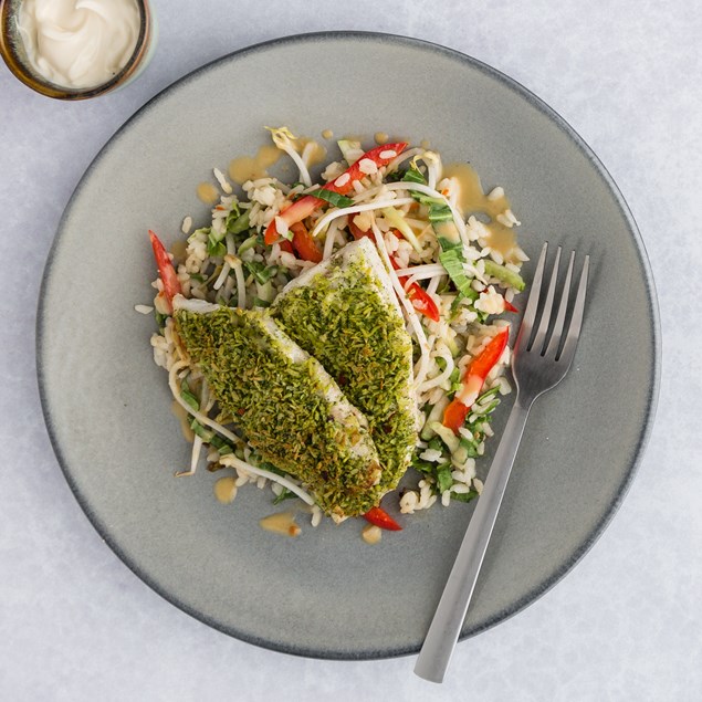 Makrut Lime Fish with Bok Choy Rice