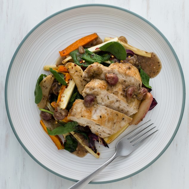 Autumn Chicken Escabeche with Roasted Carrot and Parsnip