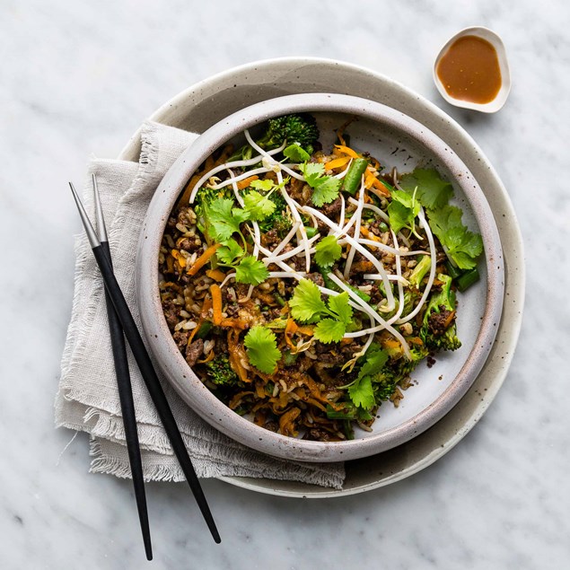 Venison Fried Rice with Honey Ginger Sauce