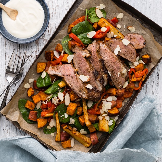 Spanish Roast Lamb with Roast Kumara and Feta Whip