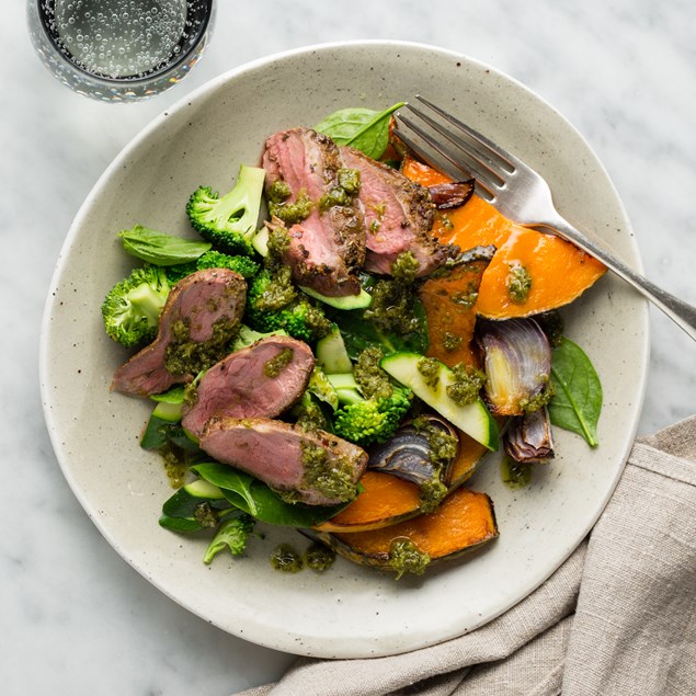 Thyme & Rosemary Lamb with Pumpkin & Salsa Verde