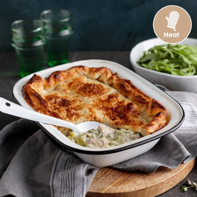 Chicken and Leek Pie with Broccoli and Apple Salad