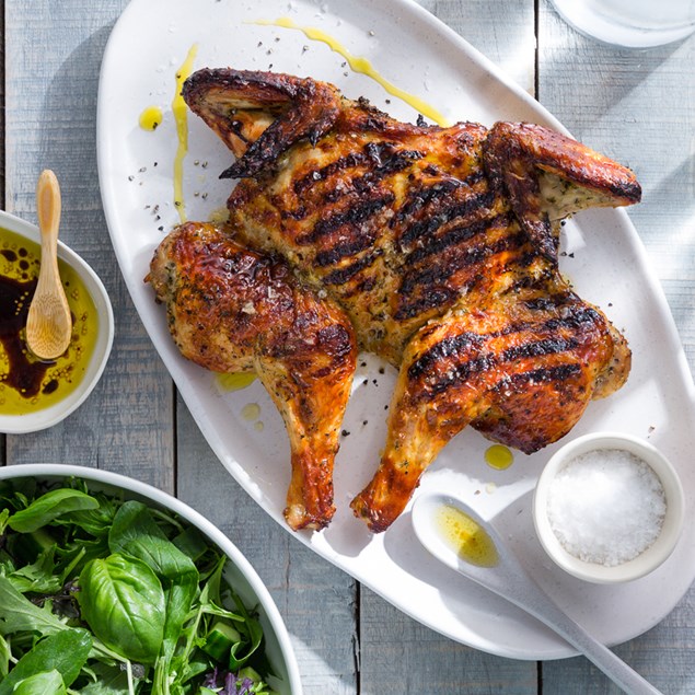 Butterflied Chicken with Italian Bulgur Pilaf and Salad