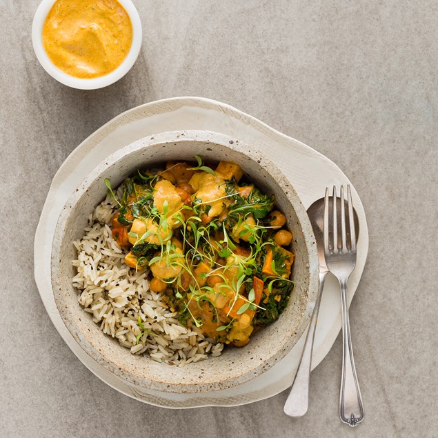 Loaded Chickpea Korma with Spiced Rice and Kasundi Yoghurt