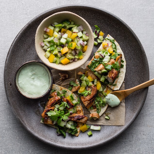 Japanese Chicken Tostada with Wasabi Mayonnaise