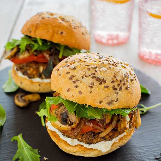 Tofu Black Bean Burgers with Creamy Feta