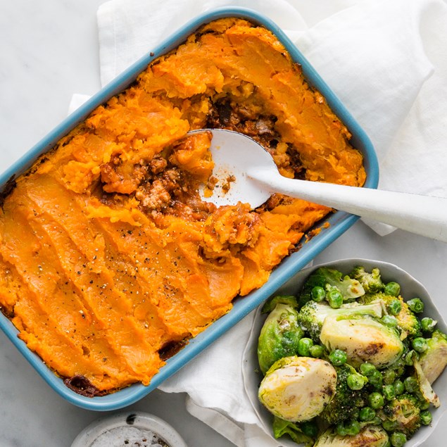 Beef & Pork Cottage Pie with Lemony Greens