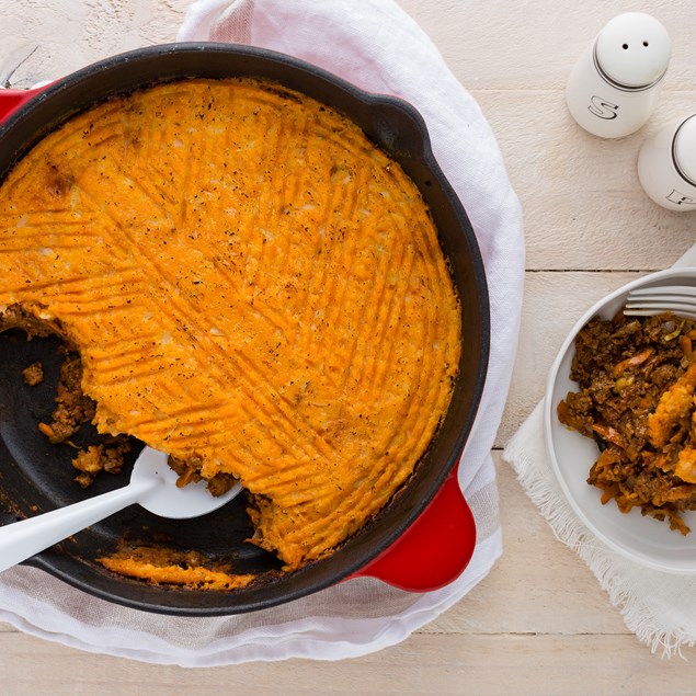 Beef Cottage Pie with Kumara and Cauliflower Mash