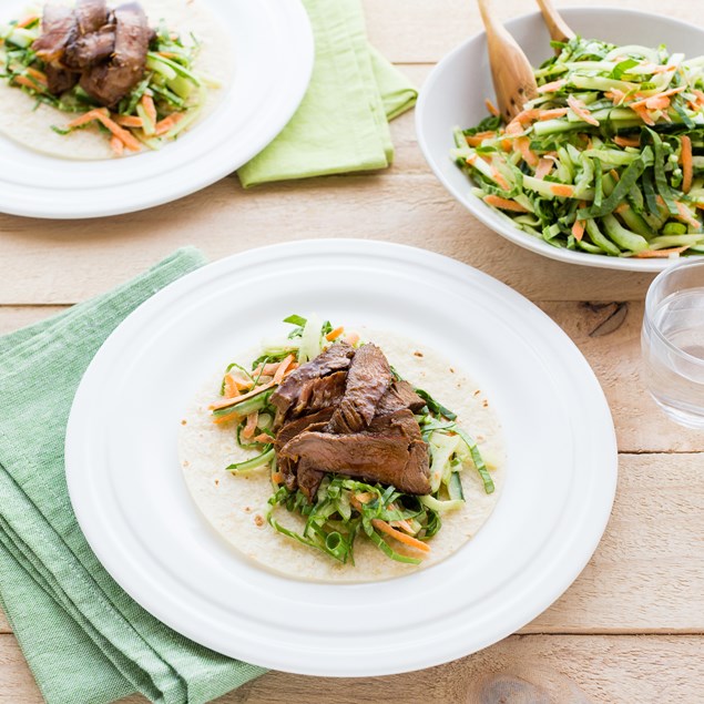 Korean Steak Tacos with Bok Choy Slaw