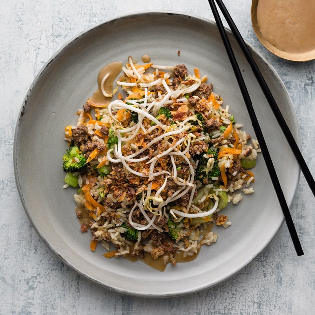 Beef Fried Rice with Crispy Shallots