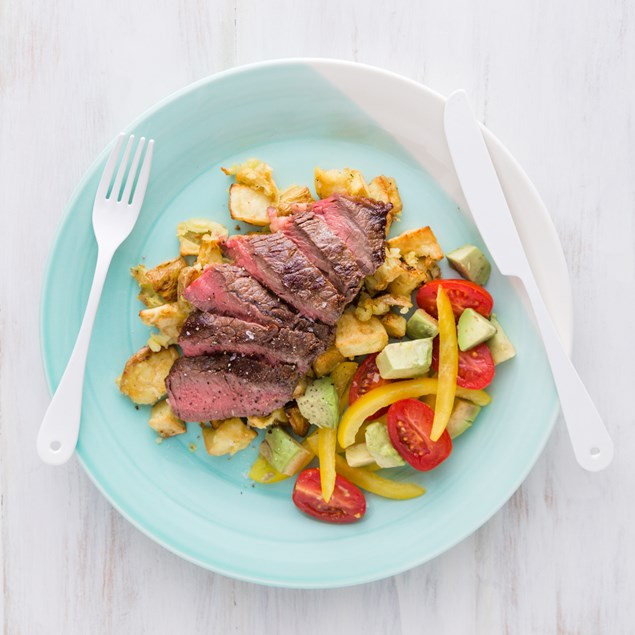 Beef Steak with Crushed Roast Potatoes