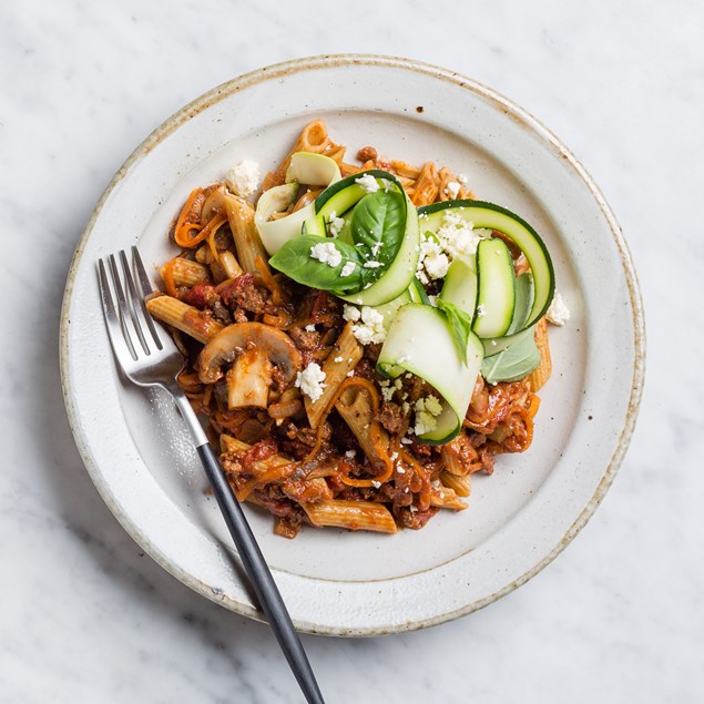 Beef & Venison Bolognese with Pulse Pasta, Basil & Feta