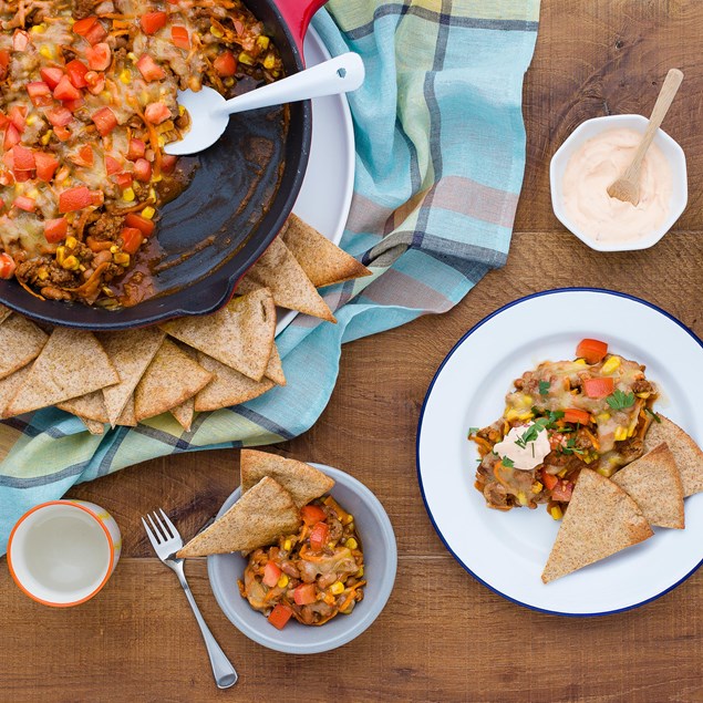 Family-Style Lamb Nachos with Sweet Chilli Sour Cream