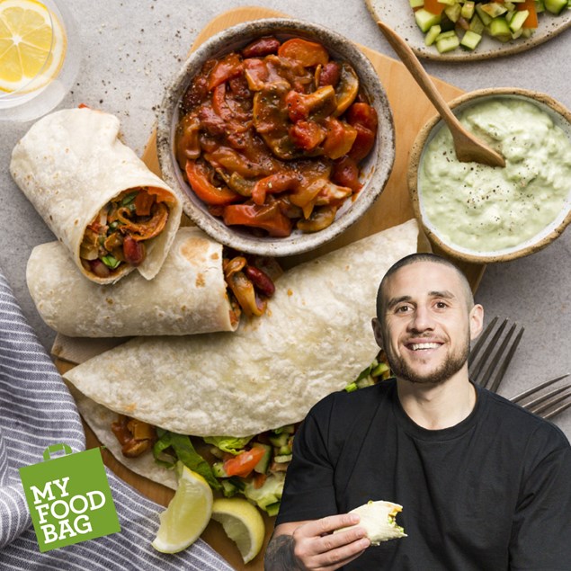 TJ Perenara's Mexican Veggie Wraps with Avocado Sour Cream