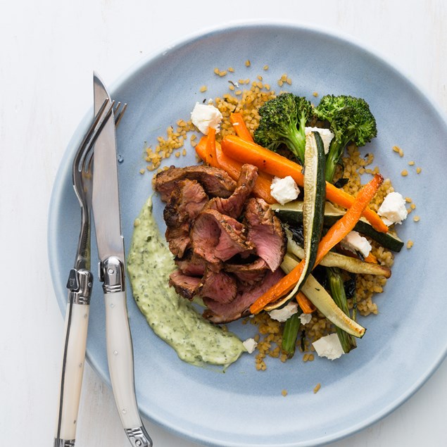 Argentine Lamb with Roast Veggie and Bulgur Salad