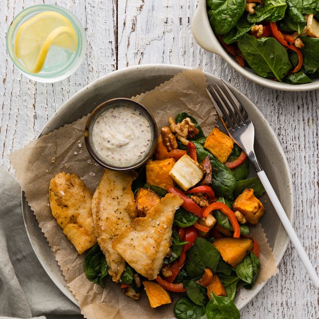 Market Fish with Roast Kumara & Walnut Toss - My Food Bag
