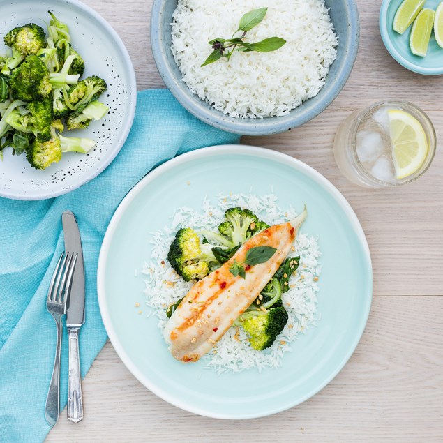 Sweet Chilli Lime Fish with Thai Basil and Peanuts