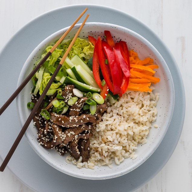 Beef Bowls with Teriyaki Dressing